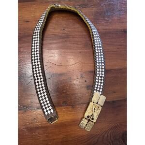 Vintage Art Deco Gold Metallic Fish Scale Elastic Glam Stretchy Belt